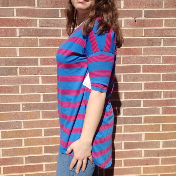 New Lularoe Irma Tunic Size S Blue Stripe - Picture 4 of 5